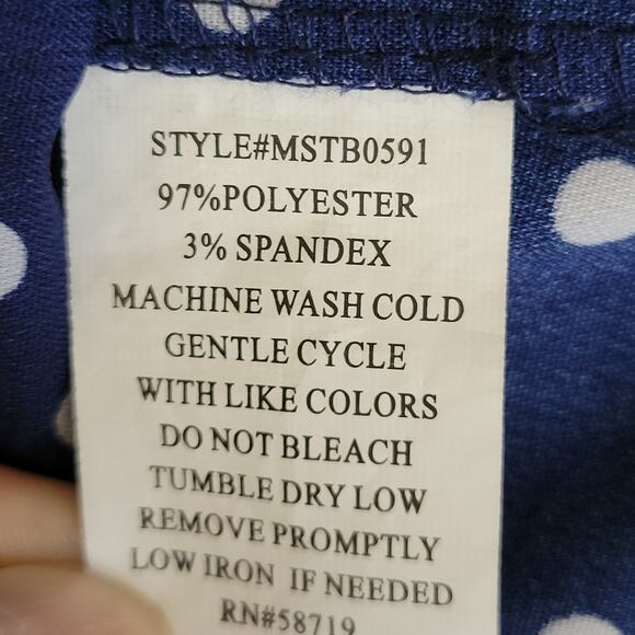 Notations L Tunic Top 3/4 Roll Tab Sleeve Stand Up V-Neck Polka Dot bBouse - Picture 15 of 15